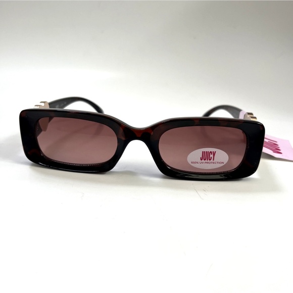 Juicy Couture Slim Rectangle Sunglasses Tortoise Shell Heart Pink Love NWT Brown main image 5